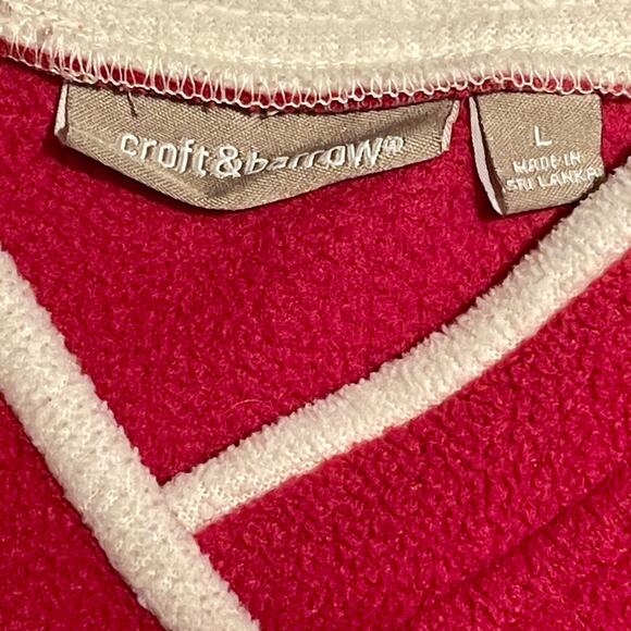Croft & Barrow Vintage Holiday Snowman Fleece Pullover Top Womens L Red 35.0=R11 - Picture 6 of 8